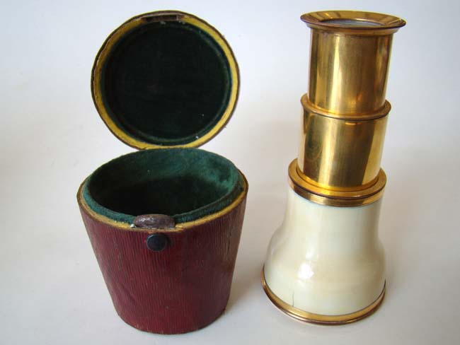 A Wonderful near 'mint' condition large Antique Ivory mounted Monocular circa 1820